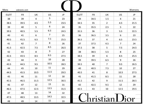 dior shoes size chart